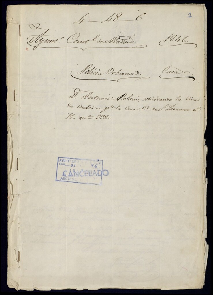 Miniatura de Don Antonio de Palacio, solicitando la tira de cuerdas para la casa de la calle de San Lorenzo, 15, manzana, 332