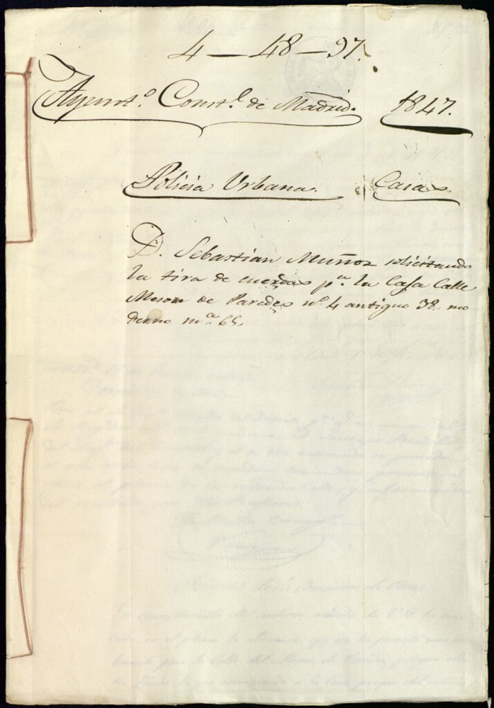 Miniatura de Don Sebastián Muñoz solicitando la tira de cuerdas para la casa de la calle del Mesón de Paredes, 4 antiguo 38 moderno manzana 65