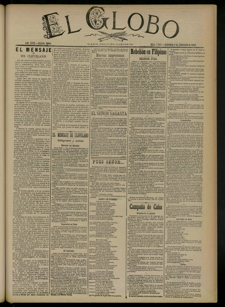 Miniatura de El Globo : diario ilustrado del 9 de diciembre de 1896, nº 7691