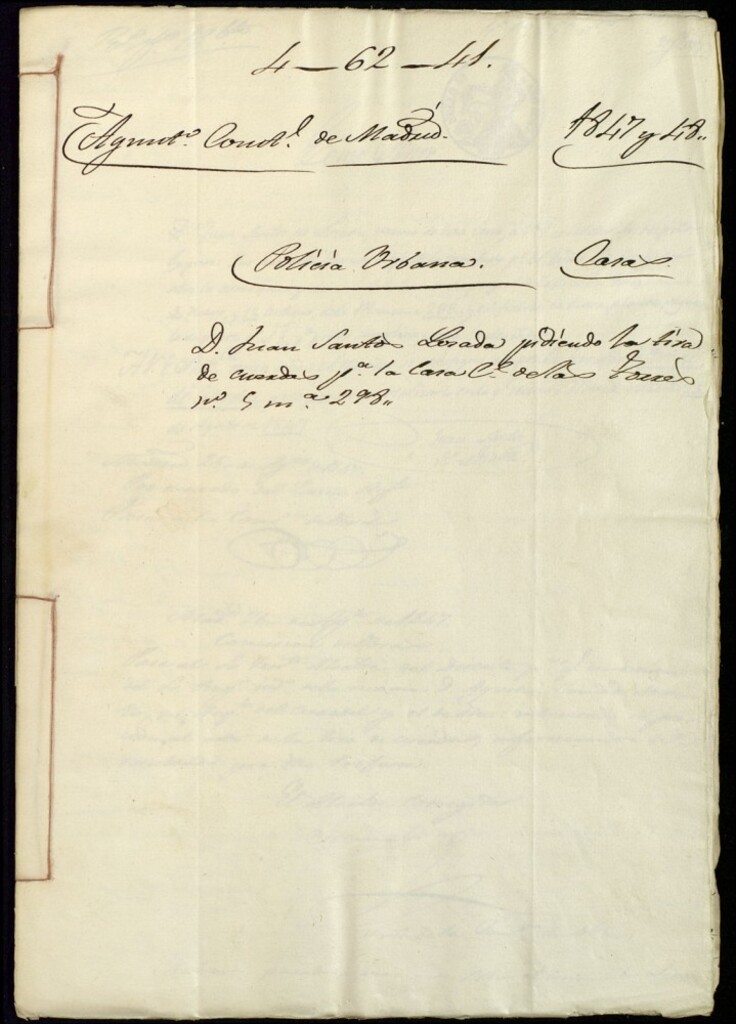 Miniatura de Don Juan Santos Losada pidiendo la tira de cuerdas para la casa de la calle de las Torres, 5 nuevo y 12 antiguo, manzana 298