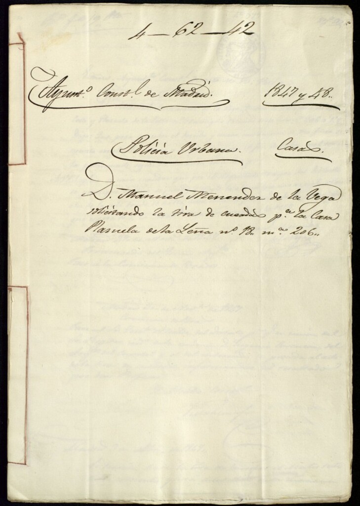 Miniatura de Don Manuel Menéndez de la Vega solicitando la tira de cuerdas para la casa de la Plazuela de la Leña, 18, manzana 206