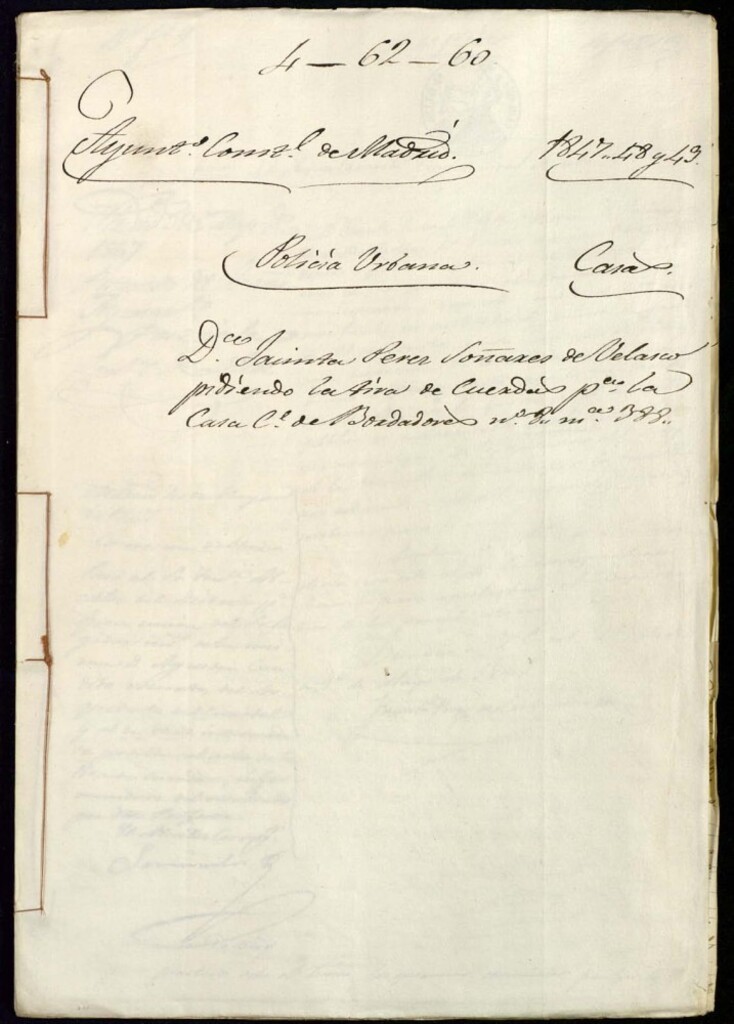 Miniatura de Doña Jacinta Pérez Soñares de Velasco pidiendo la tira de cuerdas para la casa de la calle de Bordadores, 8, manzana 388