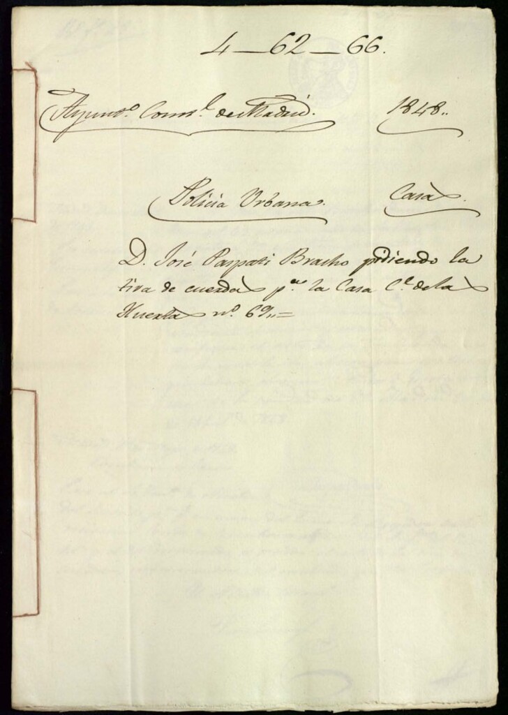 Miniatura de Don José Paspati Bracho pidiendo la tira de cuerdas para la casa de la calle de las Huertas, 69