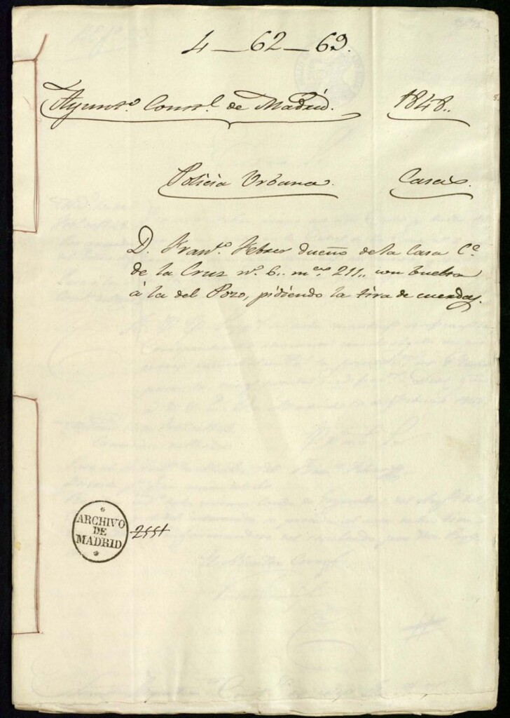 Miniatura de Don Francisco Febrer dueño de la casa de la calle de la Cruz, 6 manzana 211, con vuelta a la del Pozo pidiendo la tira de cuerdas.