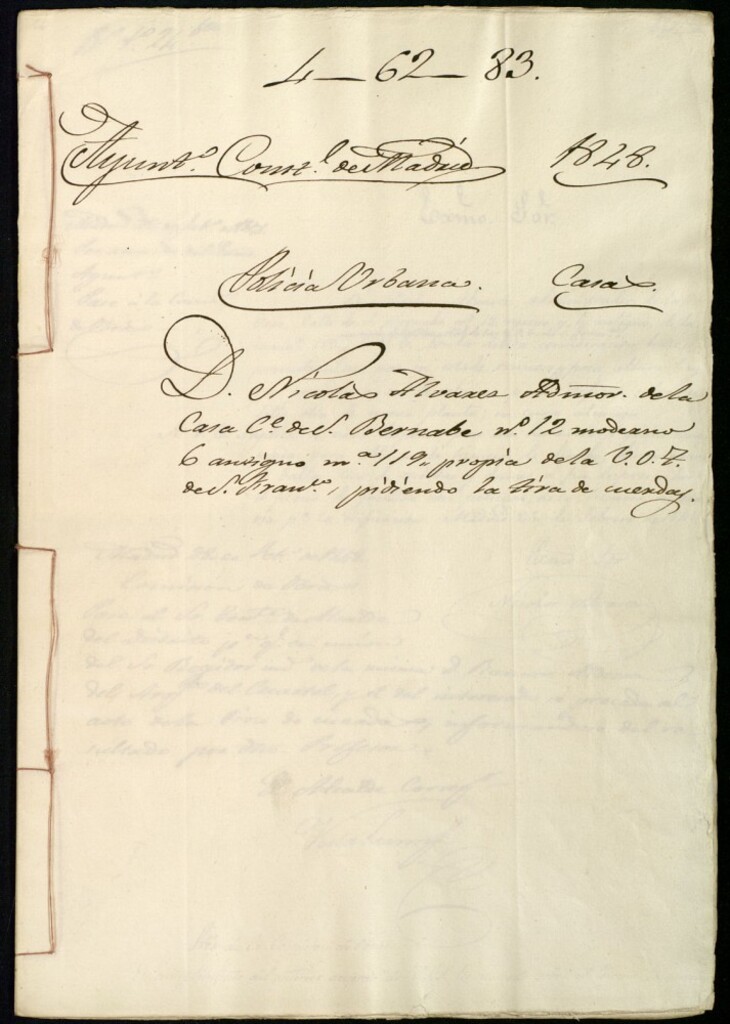 Miniatura de Don Nicolás Álvarez administrador de la casa de la calle de San Bernabé, 12 moderno 6 antiguo, manzana 119, propia de la Venerable Orden Tercera de San Francisco, pidiendo la tira de cuerdas.