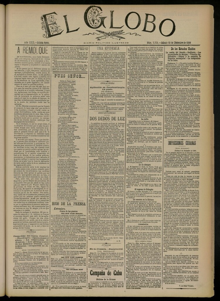 Miniatura de El Globo : diario ilustrado del 19 de diciembre de 1896, nº 7701