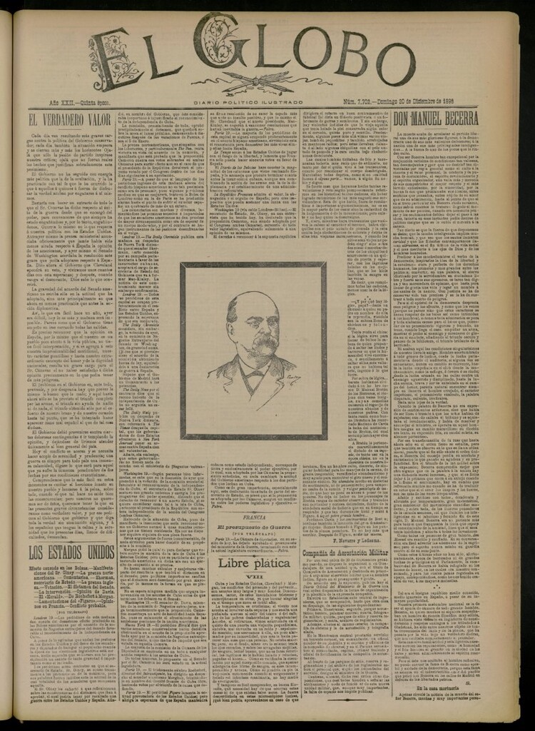 Miniatura de El Globo : diario ilustrado del 20 de diciembre de 1896, nº 7702