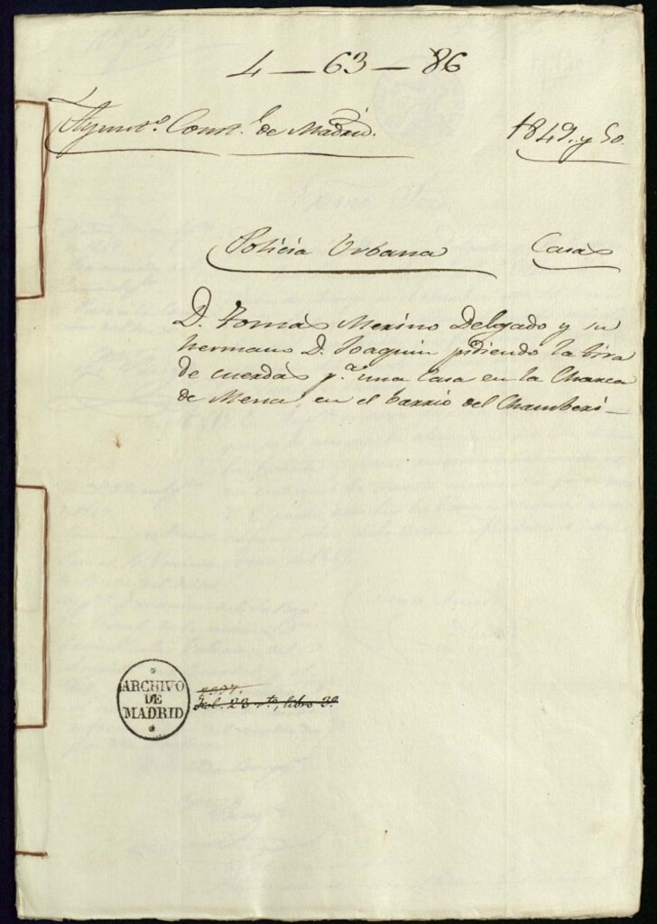 Miniatura de Don Tomás Merino Delgado y su hermano Don Joaquin pidiendo la tira de cuerdas, para una casa en la Charca de Mena en el barrio del Chamberí.