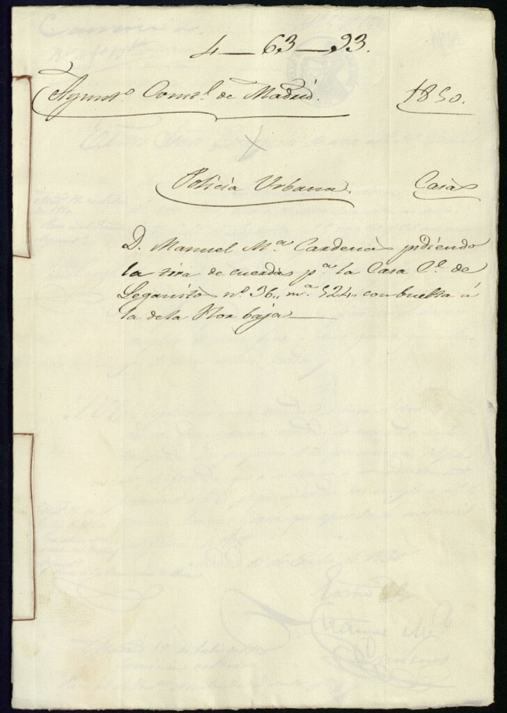 Miniatura de Don Manuel María Cárdenas pidiendo la tira de cuerdas para la casa de la calle de Leganitos, 36, manzana 524, con vuelta a la de la Flor Baja