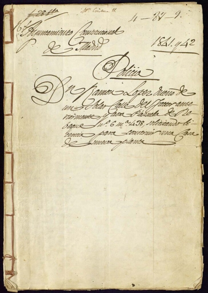 Miniatura de Don Ramón López, dueño de un solar, calle del Factor anteriormente y ahora Plazuela de Rebeque, nº 6, manzana 438, solicitando licnecia para construir una cas ade nueva planta.