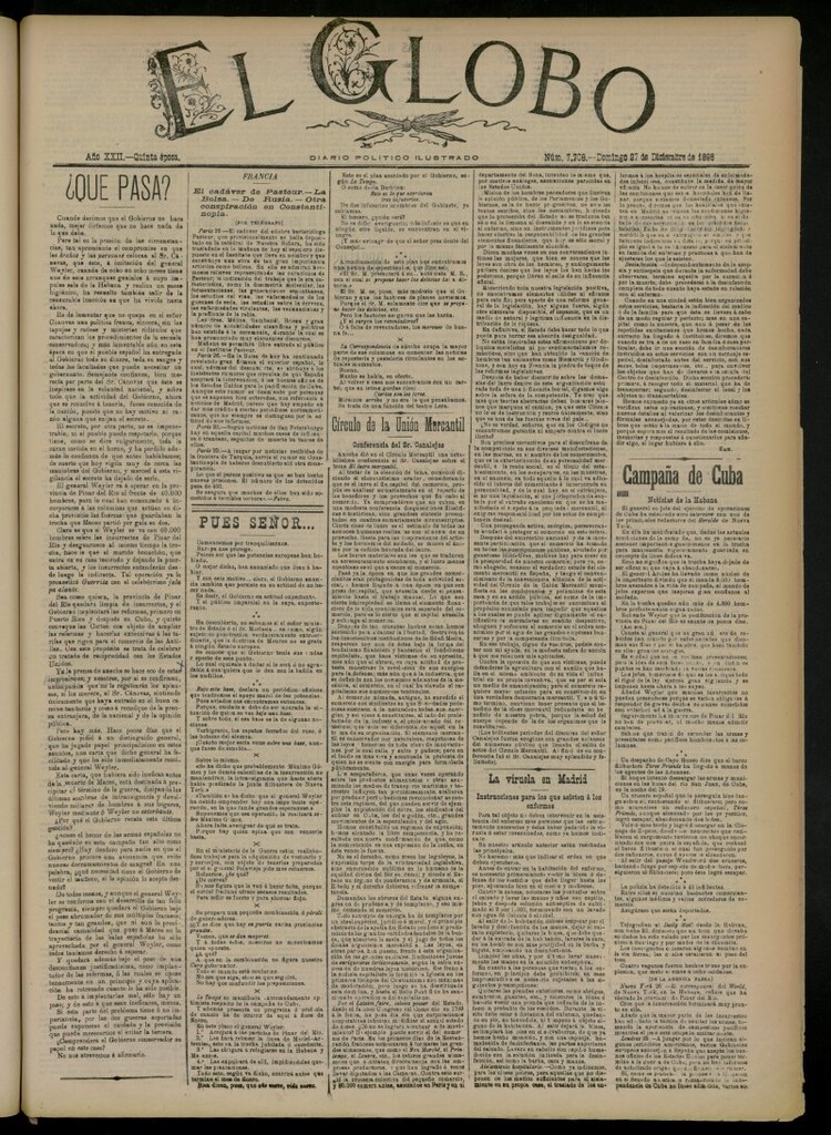 Miniatura de El Globo : diario ilustrado del 27 de diciembre de 1896, nº 7708