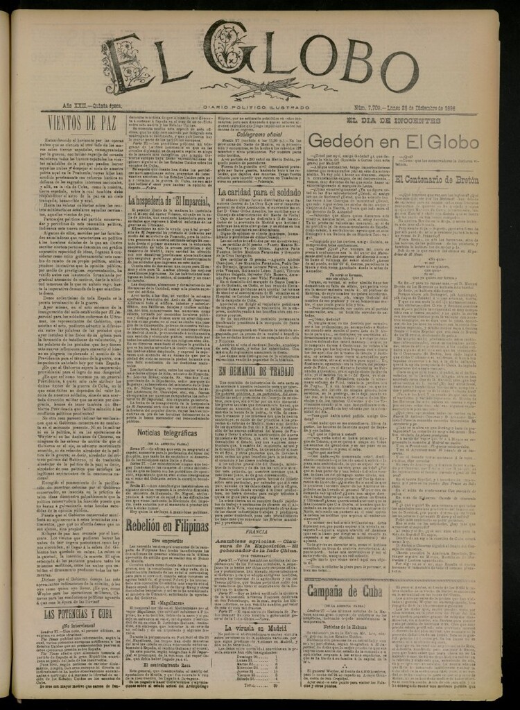 Miniatura de El Globo : diario ilustrado del 28 de diciembre de 1896, nº 7709