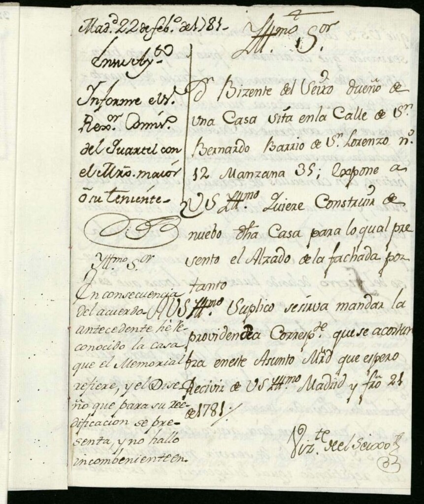 Miniatura de Licencia concedida a Don Vicente del Seijo para construir de nueva planta en la calle de San Bernardo, 12