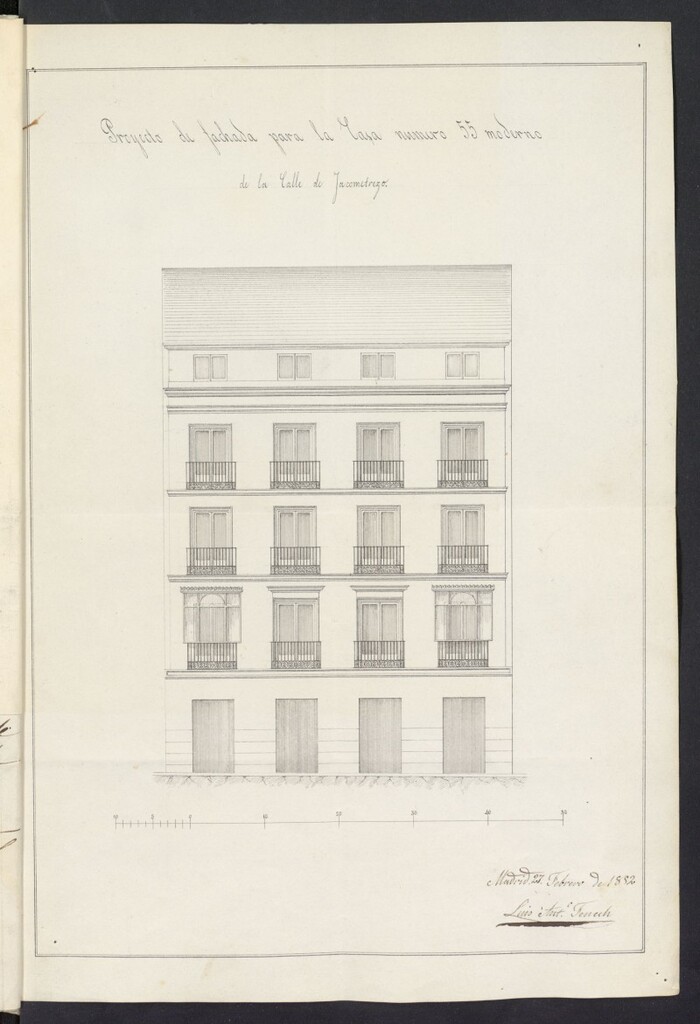 Miniatura de Licencia concedida a Don José María Van Baumberghen para edificar una casa en la calle de Jacometrezo, 55