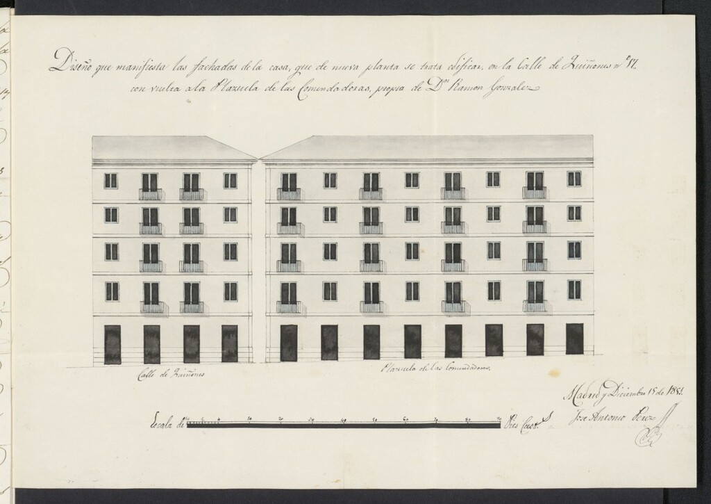 Miniatura de Licencia concedida a Don Ramón González para edificar una casa en la calle de Quiñones, 17 con vuelta a la Plazuela de las Comendadoras