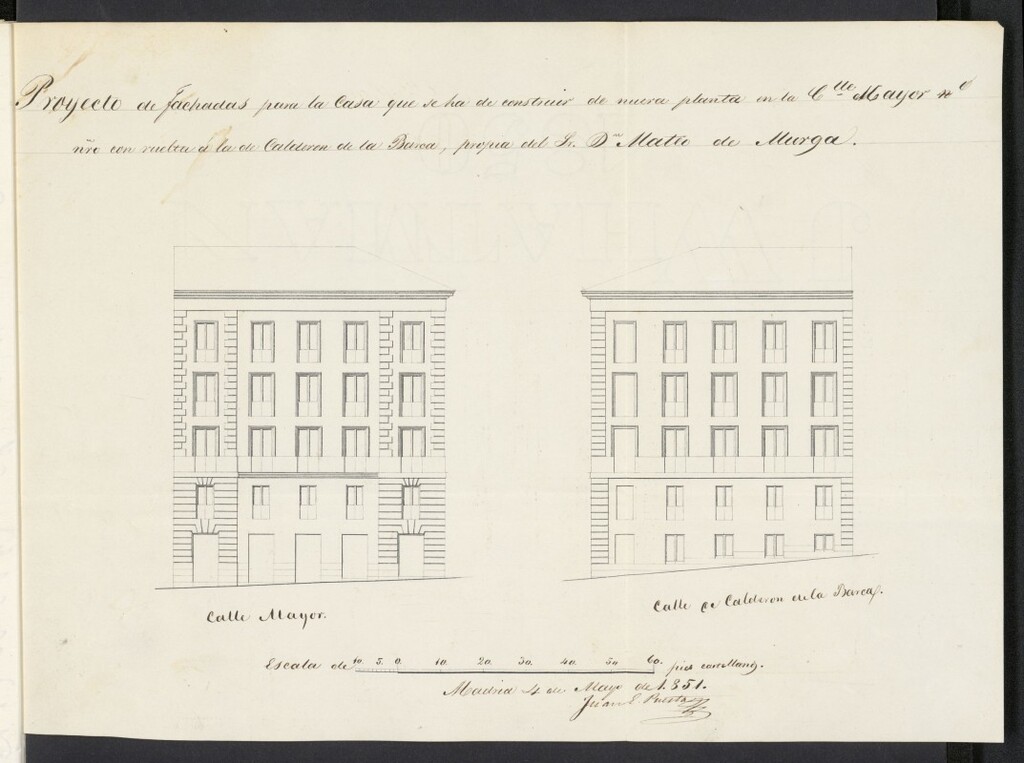 Miniatura de Licencia concedida a Don Mateo de Murga para construir varias casas en las calles Mayor, Calderón de la Barca y Juan de Herrera