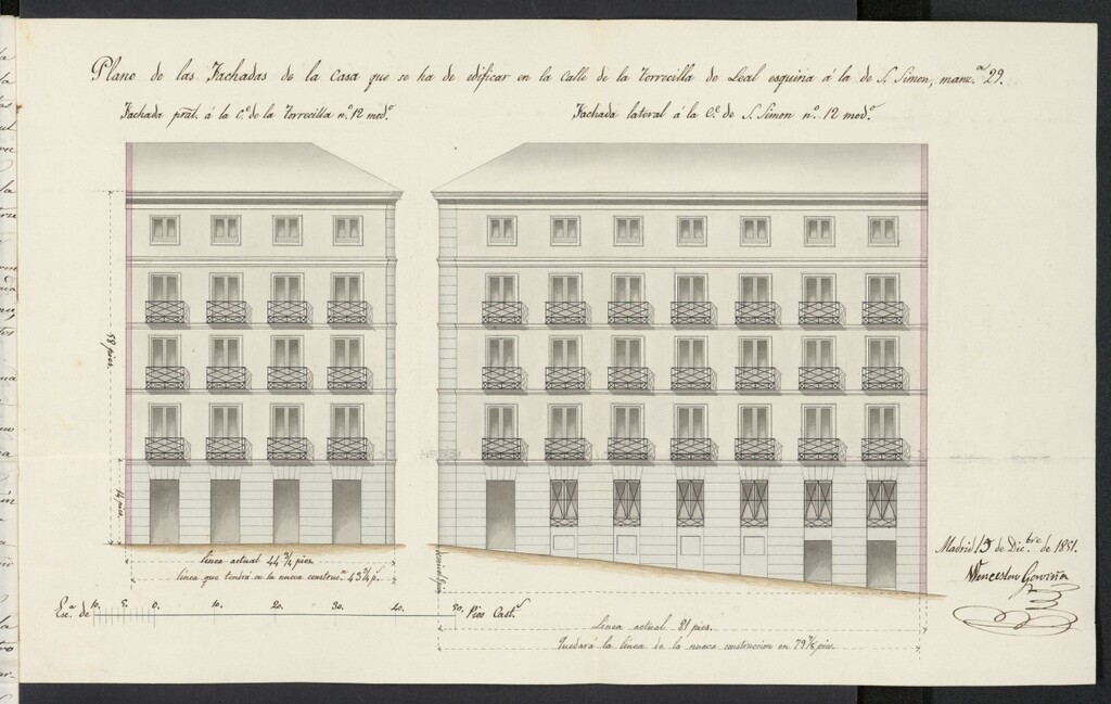 Miniatura de Licencia concedida a Don José Ibargaray para edificar una casa en la calle Torrecilla del Leal, 12, con vuelta a la de San Simón, 12