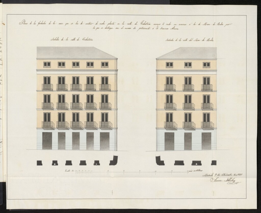 Miniatura de Licencia concedida a Don Francisco Álvarez para construir una casa en la calle de Mesón de Paredes, 50 con vuelta  a la de Cabestreros, 2, manzana 66