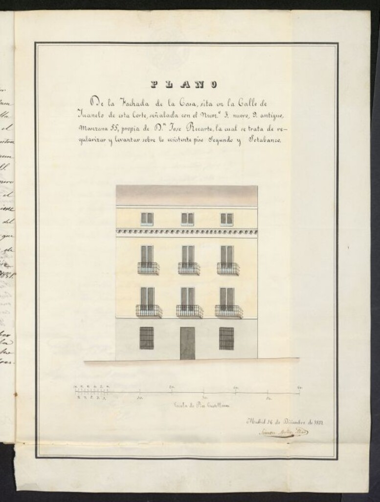 Miniatura de Licencia concedida a Don José Recarte para levantar segundo piso y sotabanco en la casa de la calle de Juanelo, 3