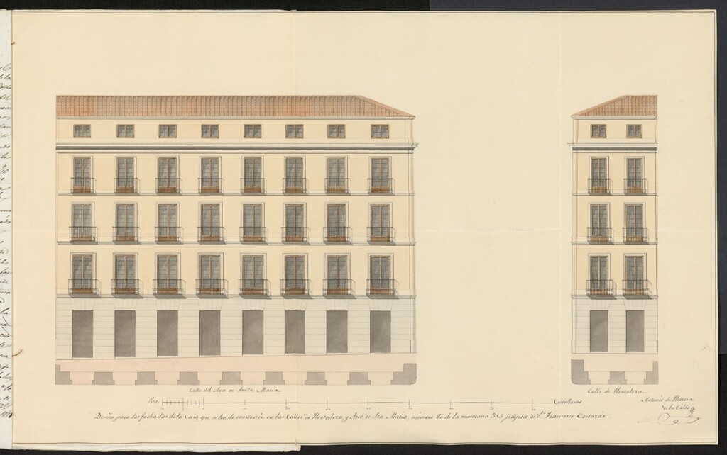 Miniatura de Licencia concedida a Don Francisco María de Cortázar para edificar una casa en la calle de Hortaleza, 80 con vuelta a la del Arco de Santa María, 16