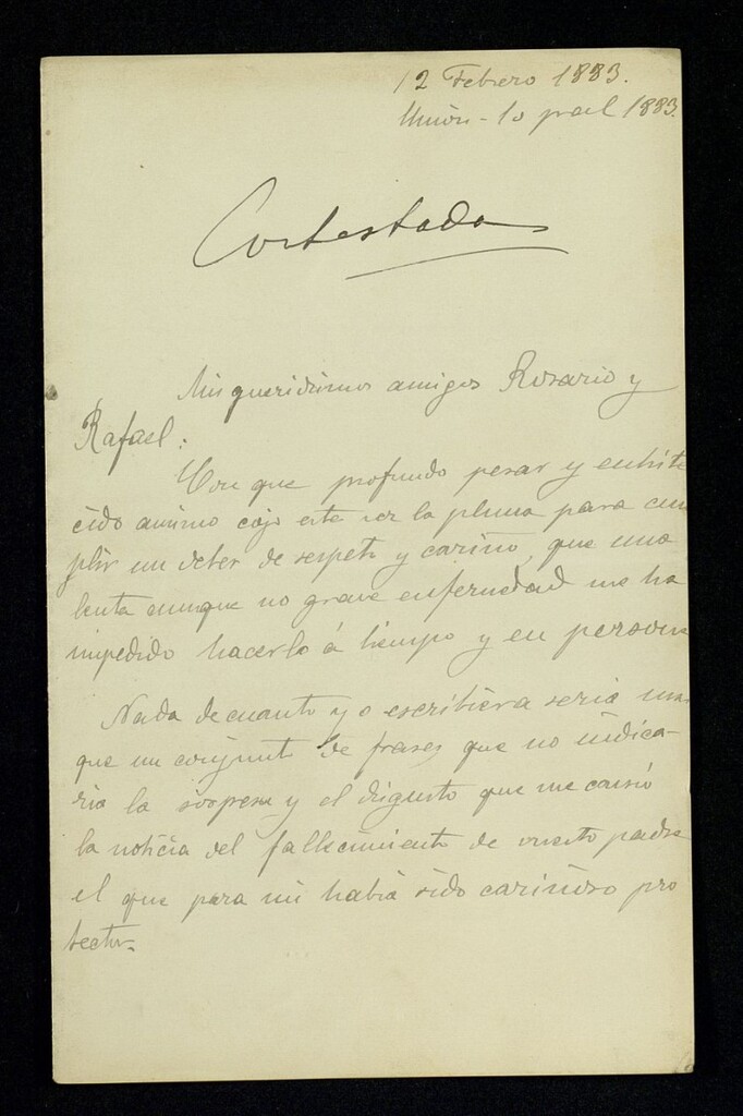 Miniatura de Carta de Luis París a Rosario de Acuña y Rafael Laiglesia y Auset