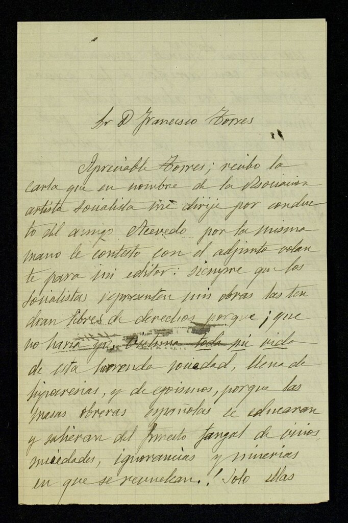 Miniatura de Carta de Rosario de Acuña a Francisco Torres