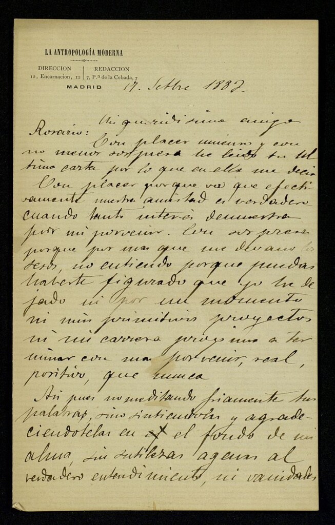 Miniatura de Carta de Luis a Rosario de Acuña