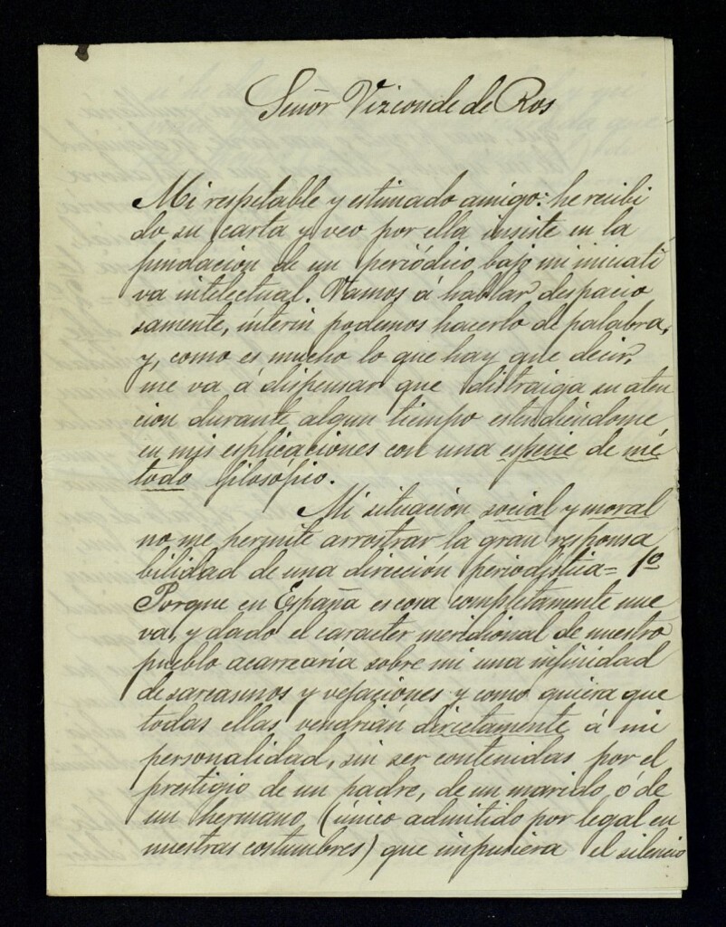 Miniatura de Carta de Rosario de Acuña al Vizconde de Ros