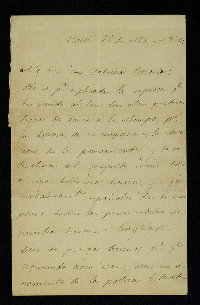 Miniatura de Carta de Antonio Benavides a Rosario de Acuña