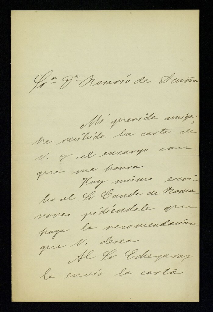 Miniatura de Carta de Carmen de Burgos a Rosario de Acuña