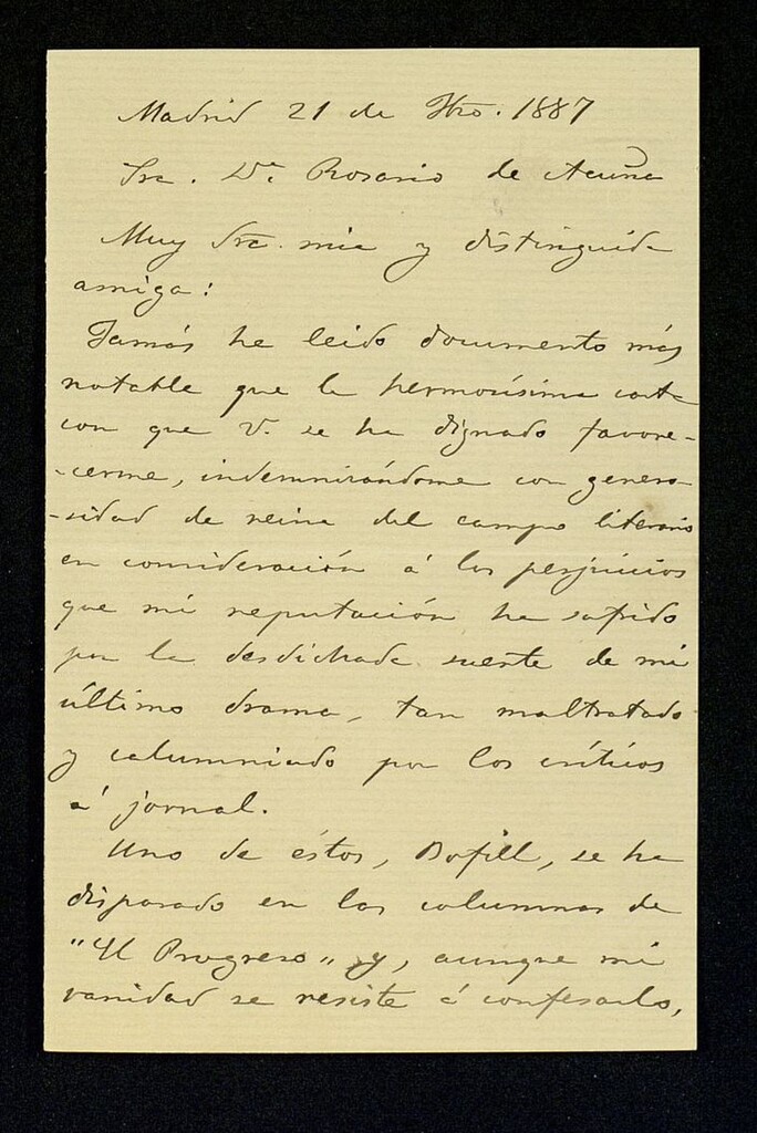 Miniatura de Carta de Leopoldo Cano a Rosario de Acuña