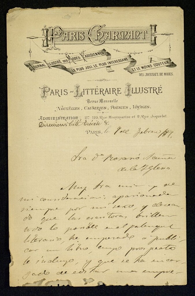 Miniatura de Carta de Faustina Saez de Melgar a Rosario de Acuña