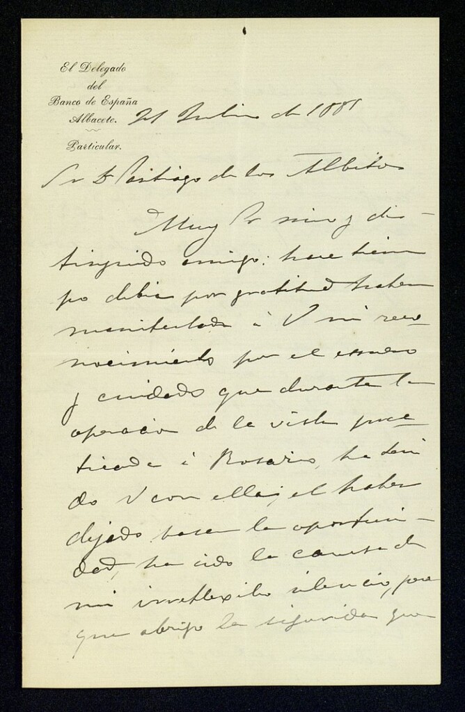 Miniatura de Carta de Rafael de Laiglesia a Santiago de los Albitos