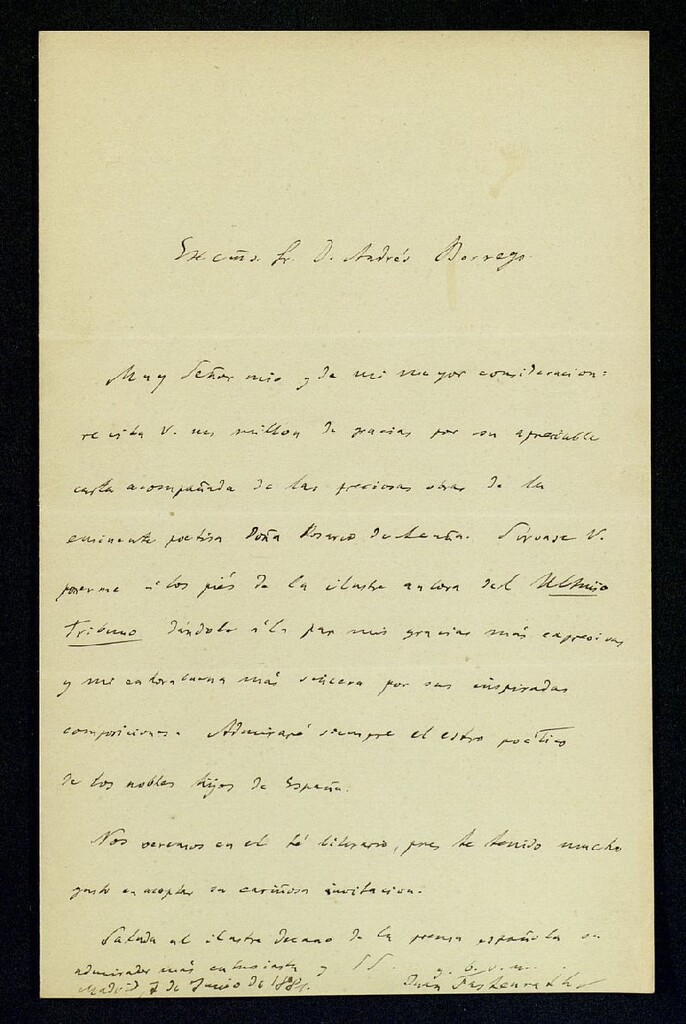 Miniatura de Carta de Juan Fastenrath a Andrés Borrego