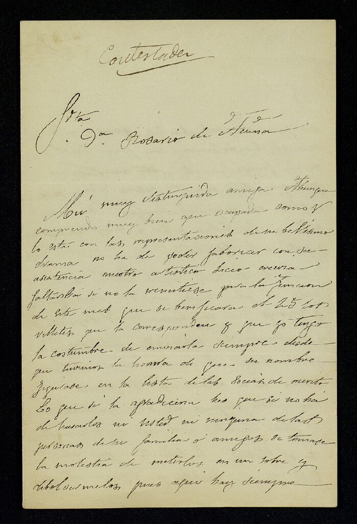 Miniatura de Carta de Emilia Llull viuda de Piquer a Rosario de Acuña