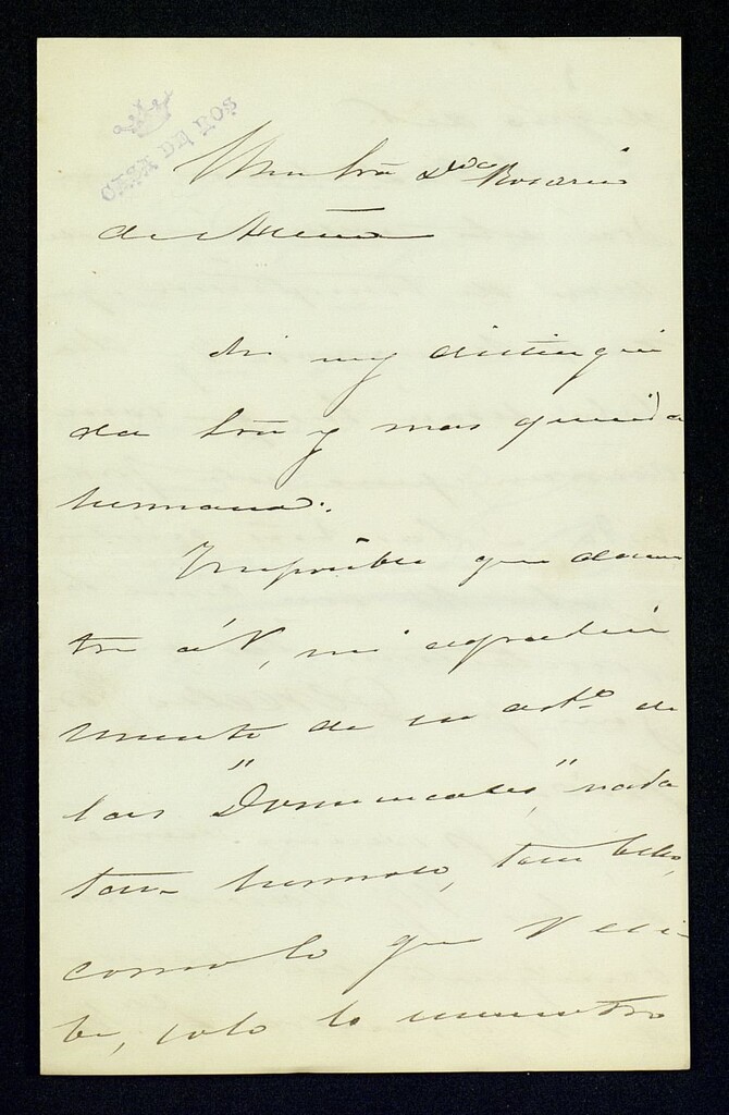 Miniatura de Carta del Vizconde de Ros a Rosario Acuña