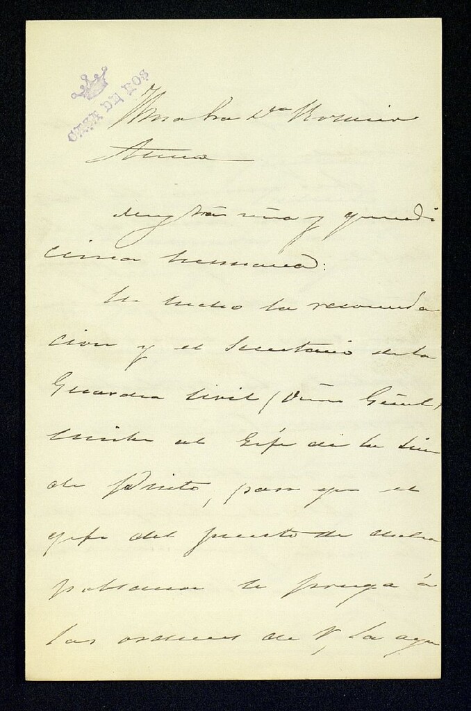 Miniatura de Carta del Vizconde de Ros a Rosario Acuña