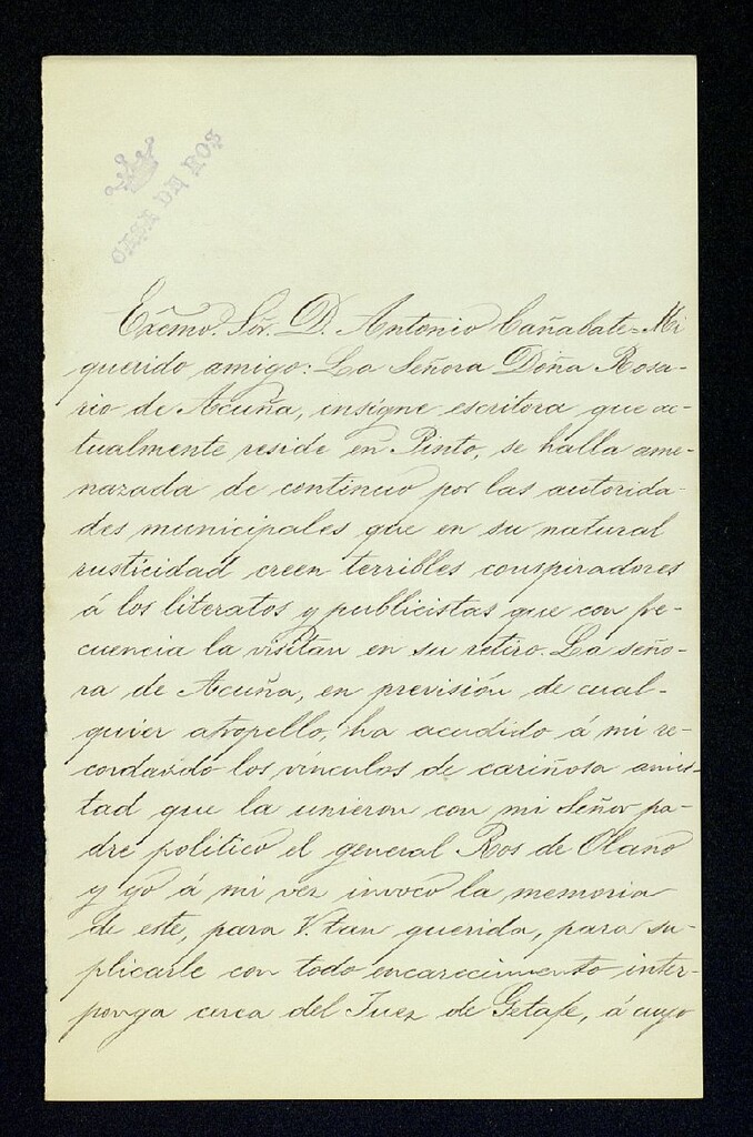 Miniatura de Carta del Vizconde de Ros a Antonio Cañabate