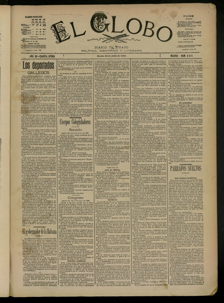 Miniatura de El Globo : diario ilustrado del 10 de julio de 1894, nº 6815