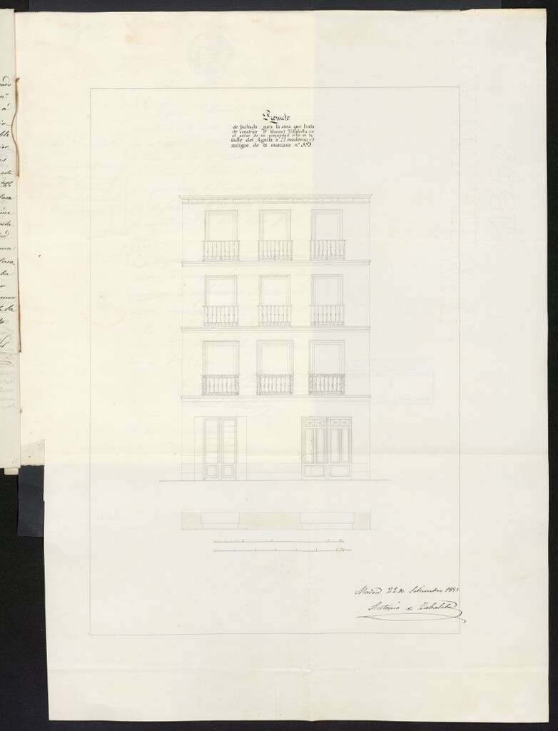 Miniatura de Licencia concedida a Don Manuel de Villalvilla, para construir en la calle del Águila, 27