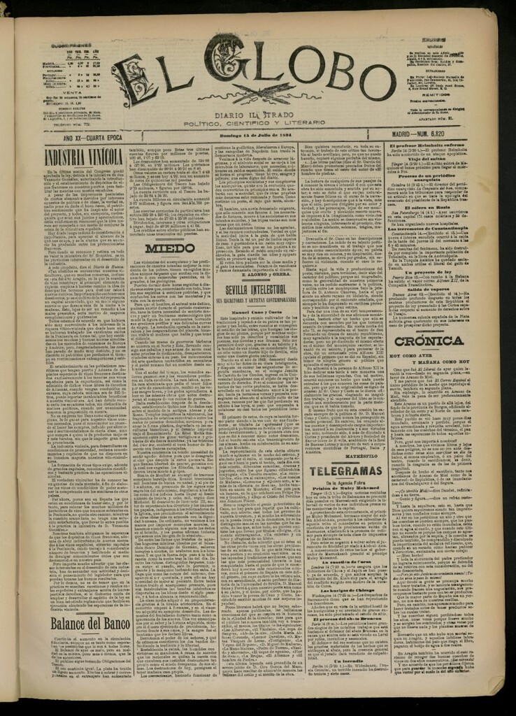 Miniatura de El Globo : diario ilustrado del 15 de julio de 1894, nº 6820
