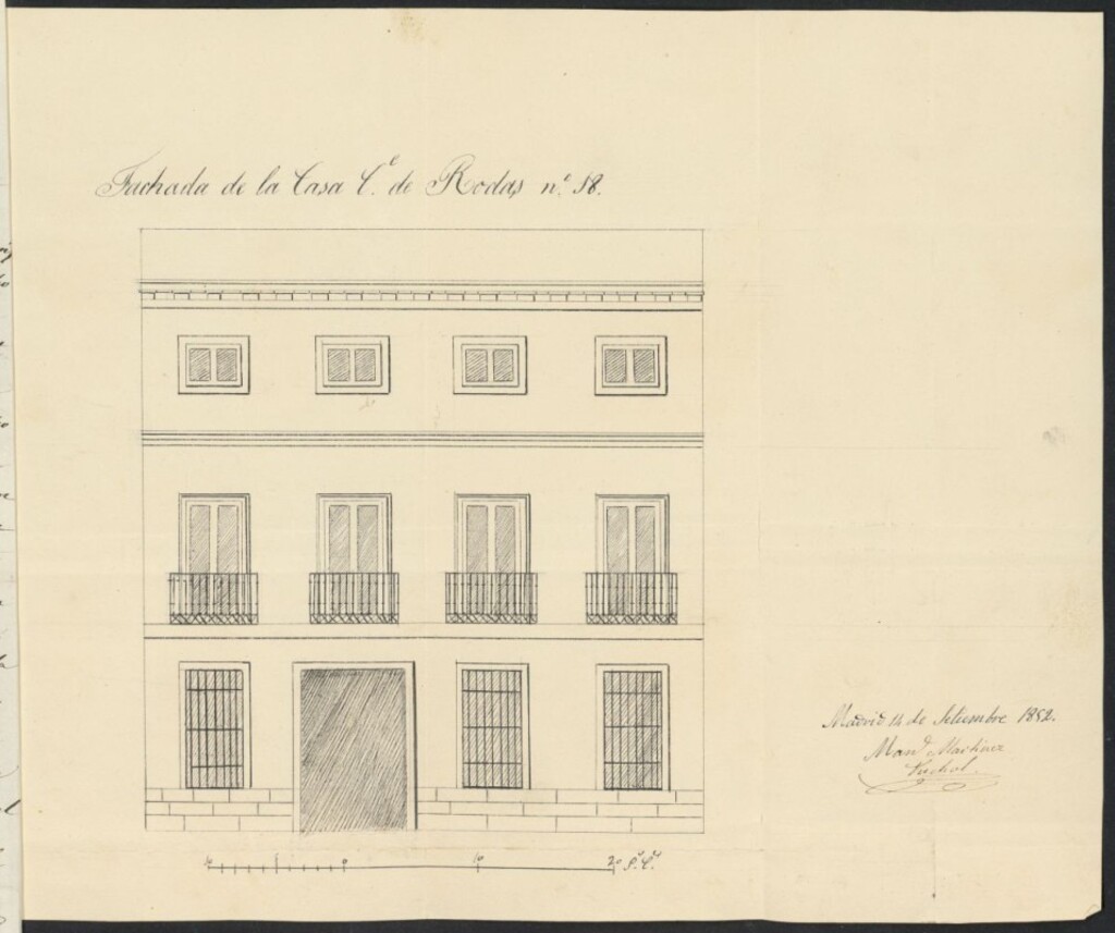 Miniatura de Licencia concedida a Don Antonio Gómez Perea, apoderado de Doña María Cruz de Arrillaga para construir en el solar de la calle de Rodas, 18