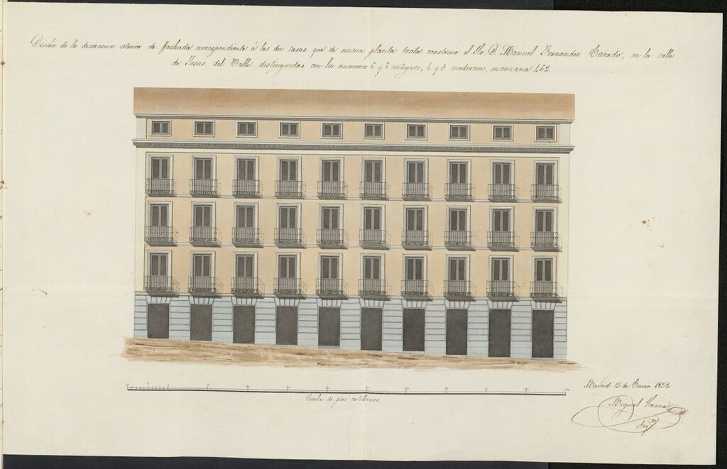 Miniatura de Licencia concedida a Don Manuel Hernández Cañedo para construir una casa en la calle de Jesús del Valle 4 y 6 (antiguos 6 y 7), manzana 462