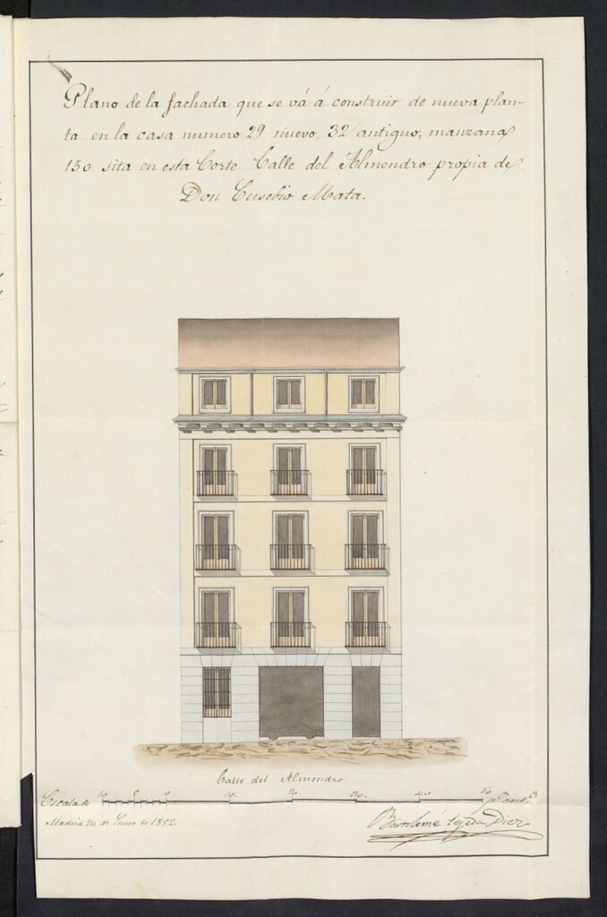 Miniatura de Licencia concedida Don Baltasar Maza para construir una casa en la calle del Almendro 29 (antiguo 32), manzana 150