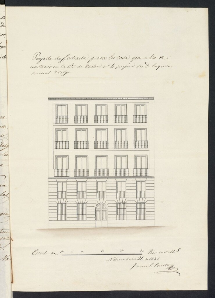 Miniatura de Licencia concedida a Don Eugenio Pascual Hidalgo para construir una casa en la calle de Bailen, 5