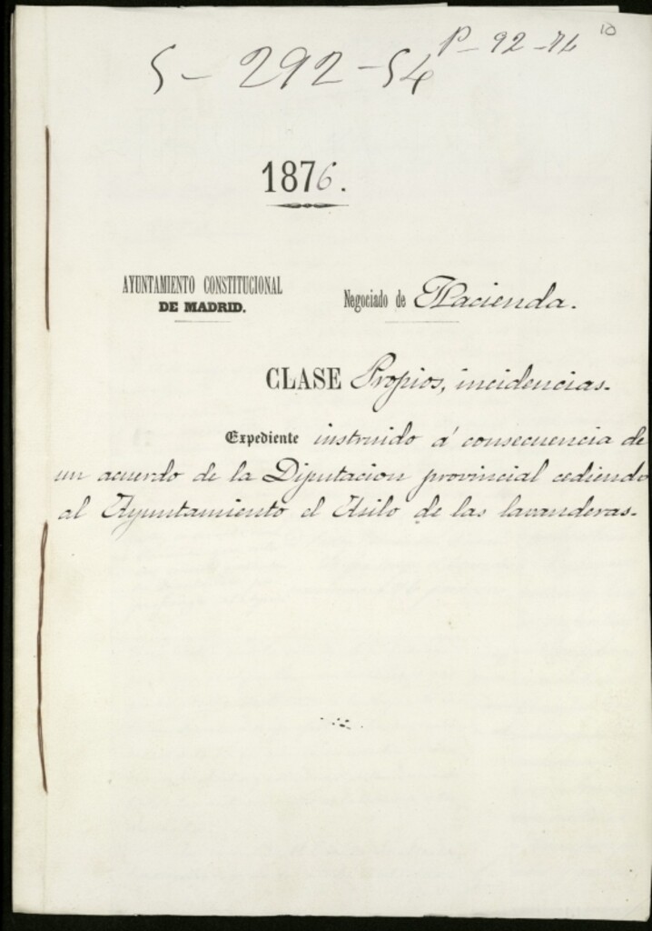 Miniatura de Expediente instruido a consecuencia de un acuerdo de la Diputación provincial cediendo al Ayuntamiento el Asilo de las lavanderas