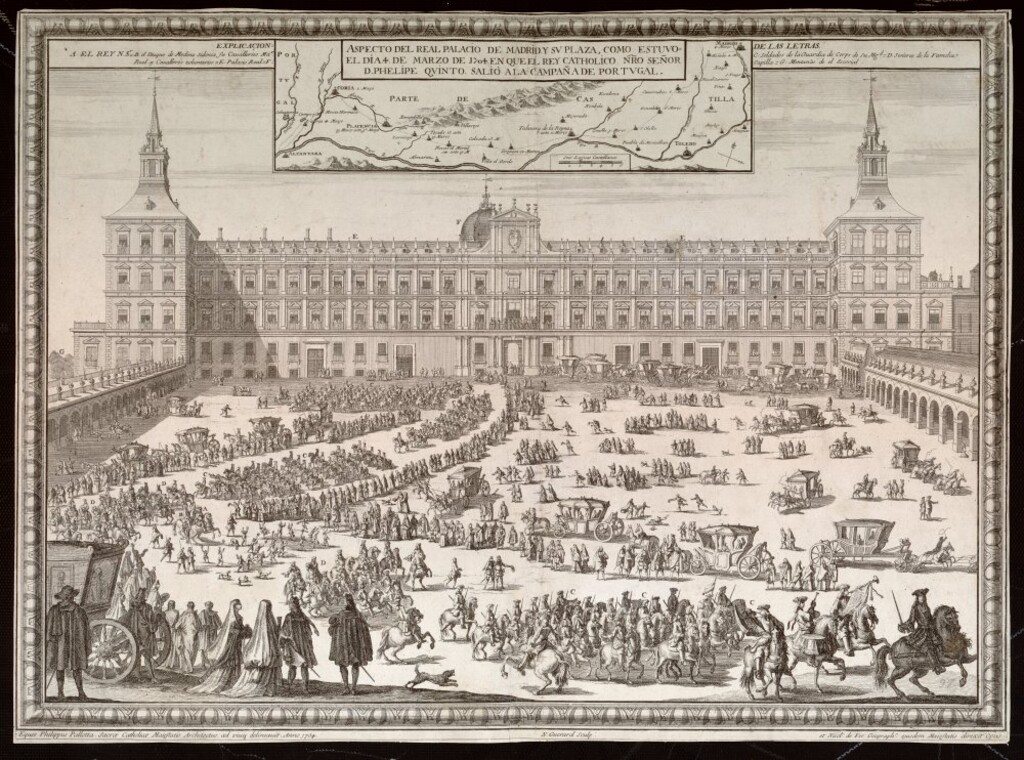 Miniatura de La Plaza de la Armería el 4 de marzo de 1704, día en que partió Felipe V a la campaña de Portugal