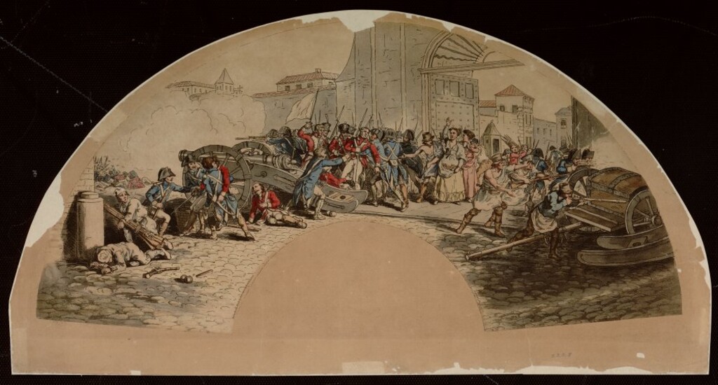 Miniatura de Defensa del Parque de Monteleón, el Dos de Mayo de 1808. Madrid (país de abanico)