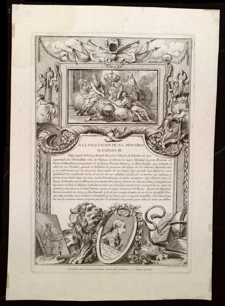 Miniatura de Alegoria de la exaltación de Carlos III, Rey de España