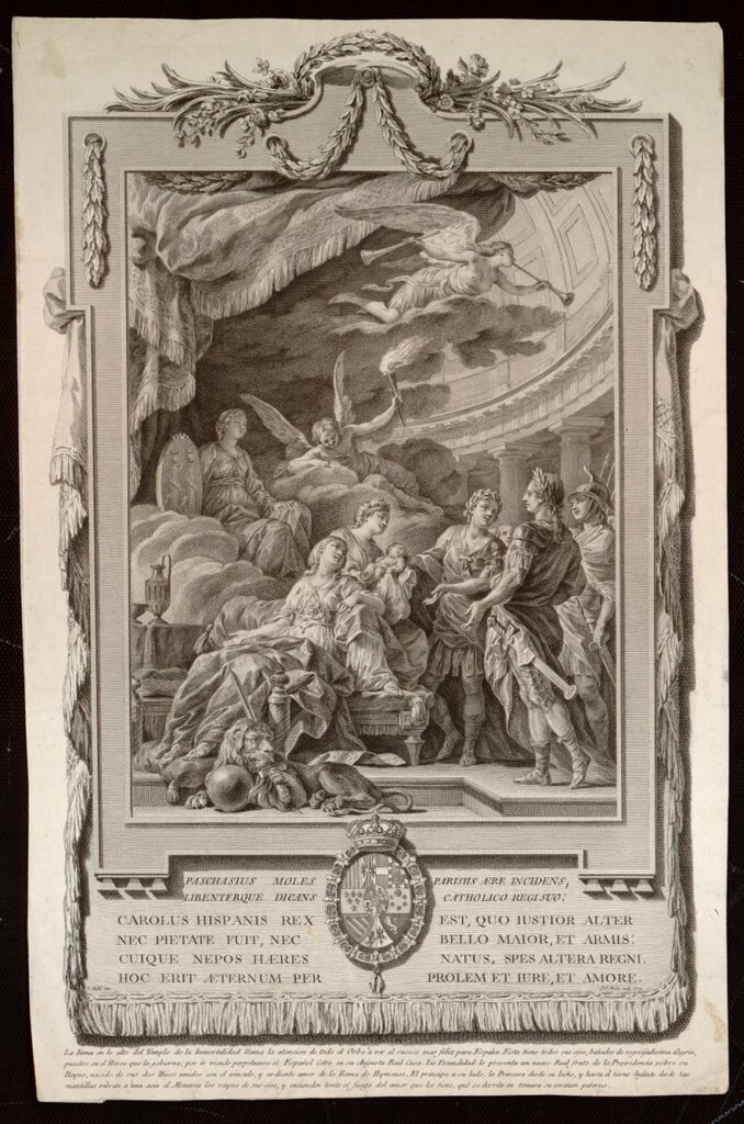 Miniatura de Alegoría del nacimiento del Infante Carlos Clemente, hijo del Príncipe de Asturias, 1771